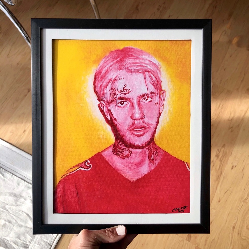8.5x11” framed print of my Lil Peep painting